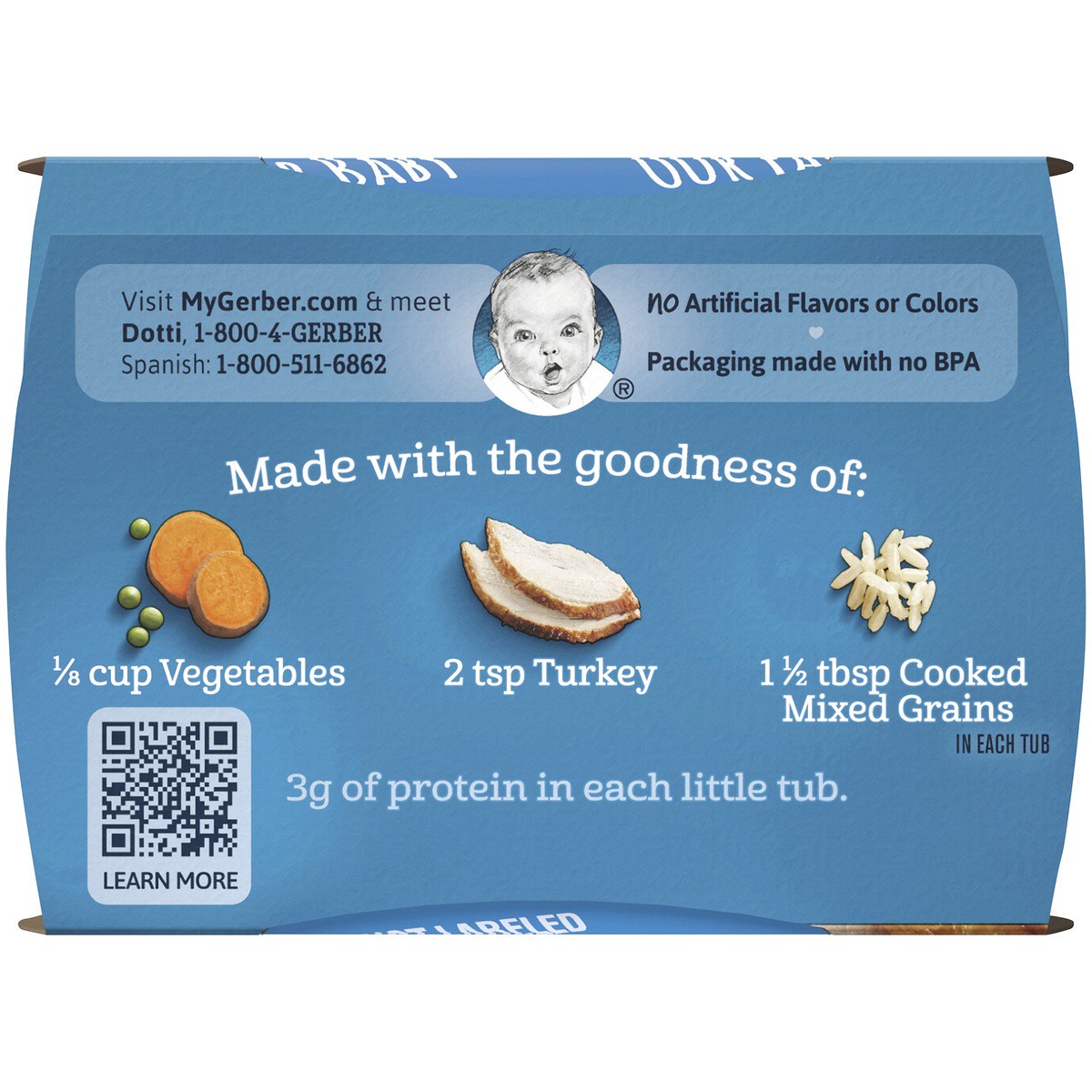 slide 6 of 9, Gerber Stage 2 Baby Food, Turkey Rice Puree Tub, Baby Puree, 2PK, 2 ct