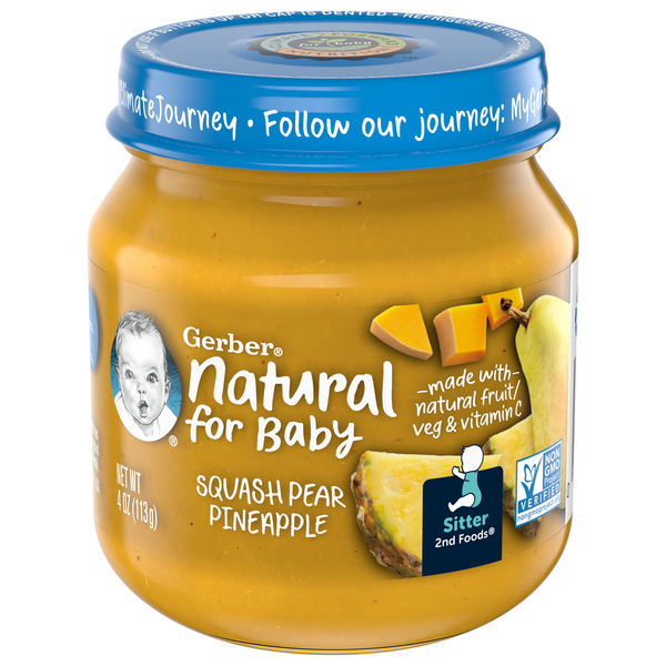 slide 1 of 1, Gerber 2Nd Foods Natural Squash Pear Pineapple Baby Food Jar, 4 oz