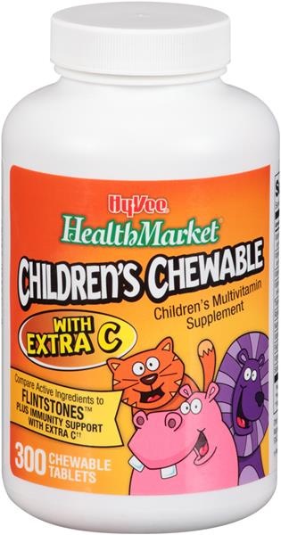 slide 1 of 1, Hy-Vee HealthMarket Children's Chewable With Extra C Multivitamin Supplement, 300 ct