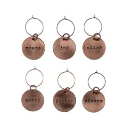 Brushed Copper Holiday Wine Charms by Twine Living