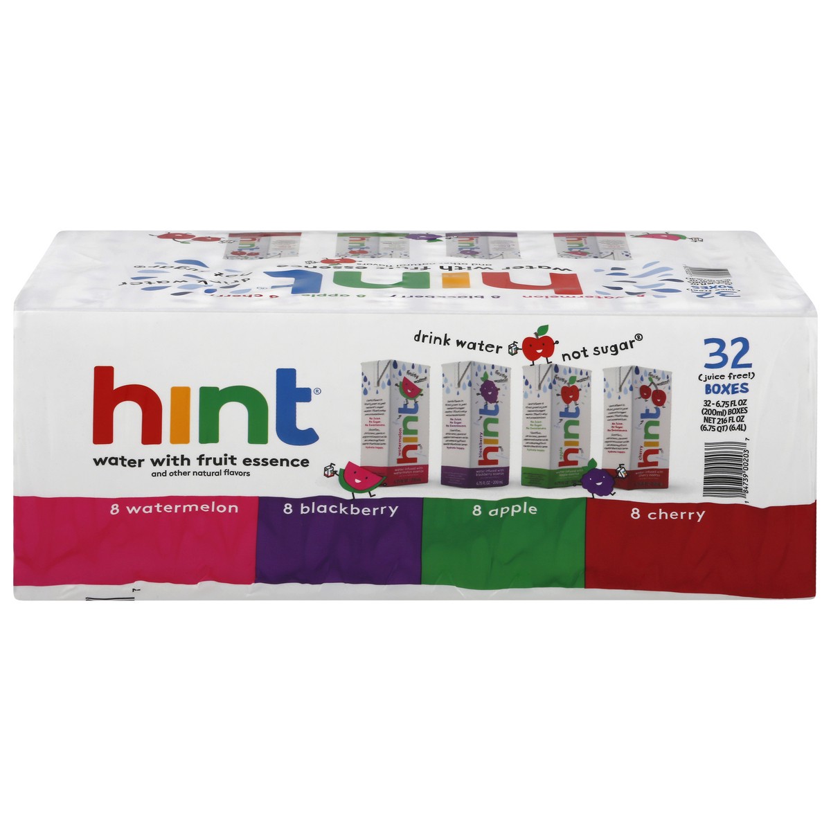 slide 1 of 1, Hint Kids Enhanced Water Variety Pack (Watermelon, Blackberry, Apple, Cherry) - 32pk/6.75 fl oz Boxes, 32 ct, 6.75 fl oz