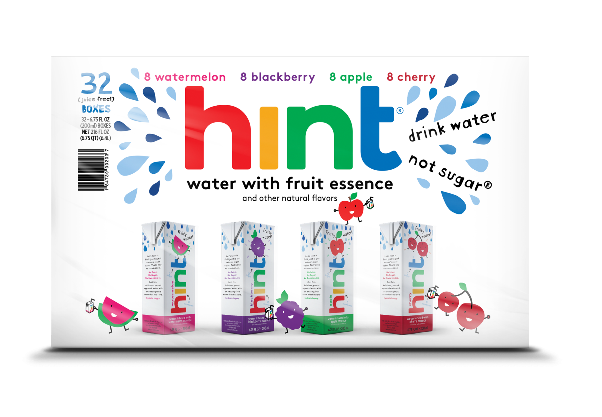 slide 1 of 1, hint Water With Fruit Essence Variety Pack, 32 ct; 6.75 fl oz