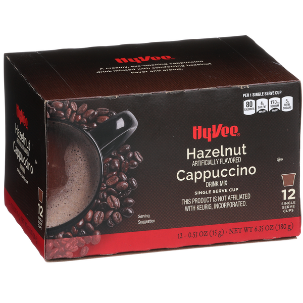 slide 1 of 1, Hy-vee Hazelnut Cappuccino Drink Mix Single Serve Cups - 6.35 oz, 6.35 oz