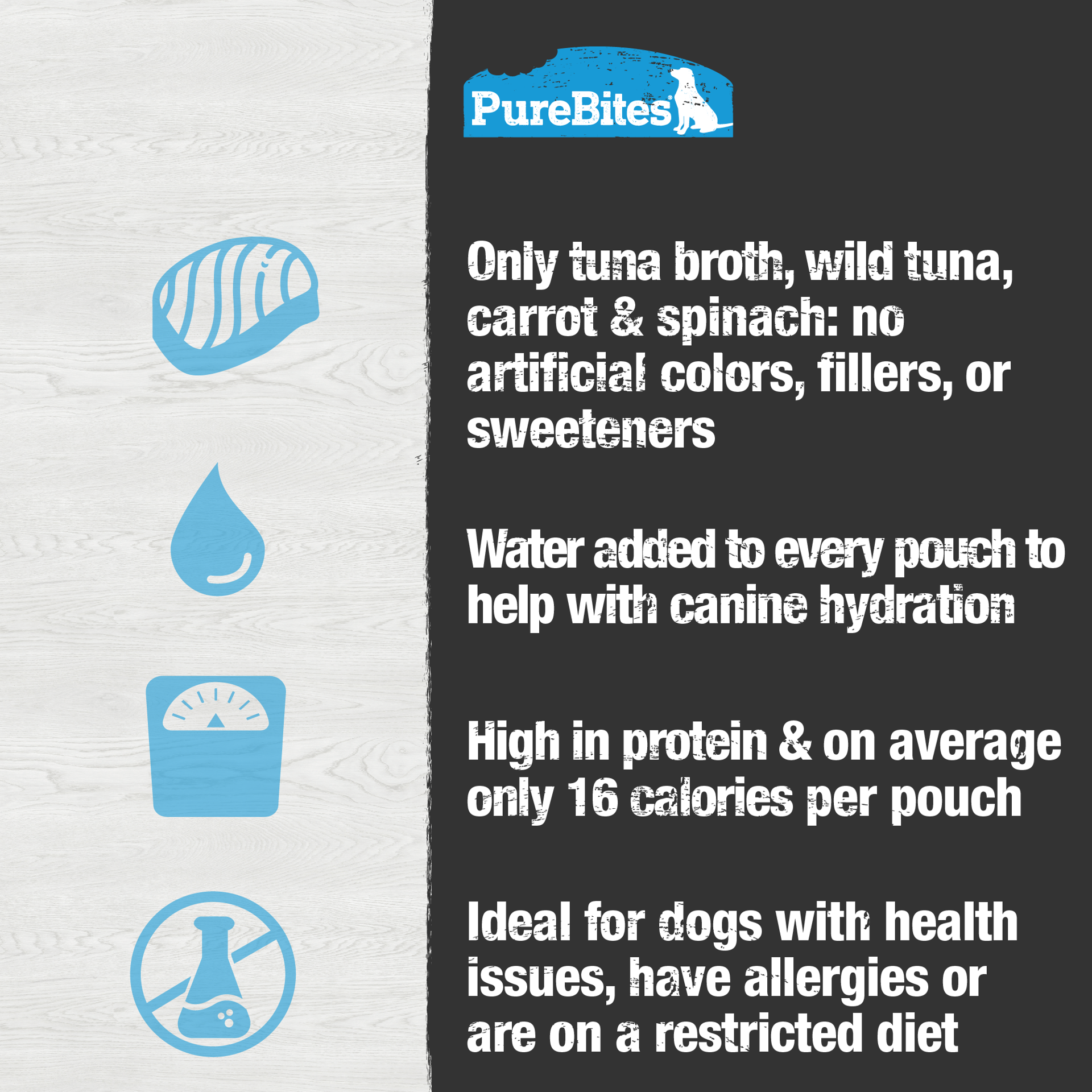 slide 4 of 5, PureBites Broths Dog Treat • Topper 57g | Tuna & Vegetables | 4 Ingredients | Case of 18, 57 g