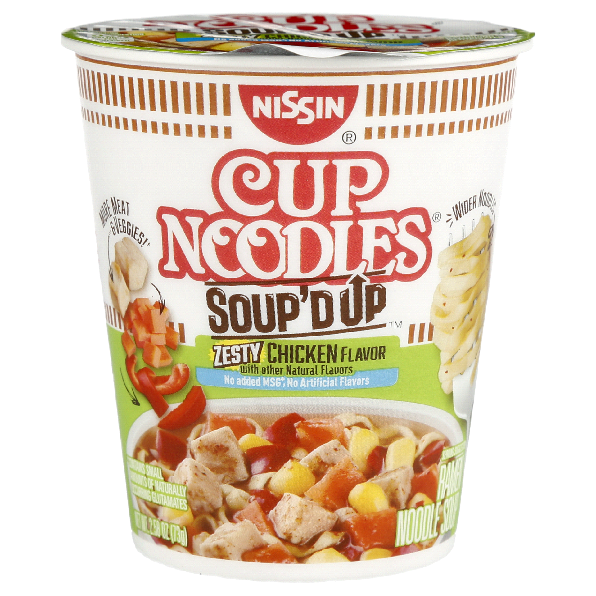 slide 1 of 1, Nissin Cup Noodles Soup'd Up Zesty Chicken, 2.58 oz