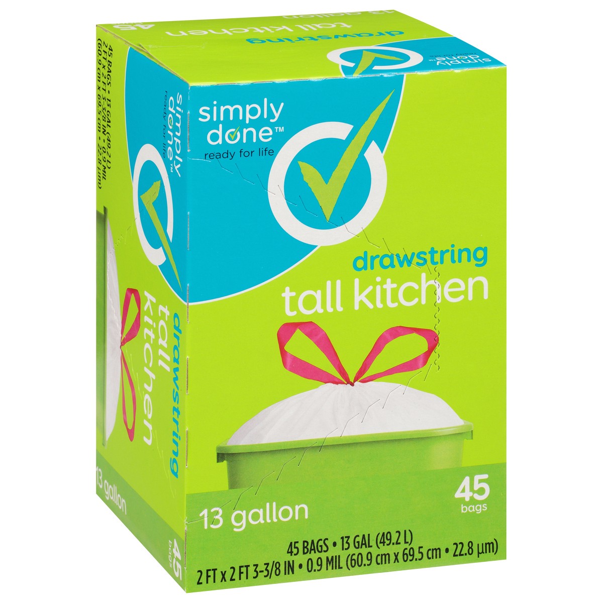 slide 6 of 9, Simply Done Tall Kitchen Drawstring Trash Bags 45Ct, 45 ct