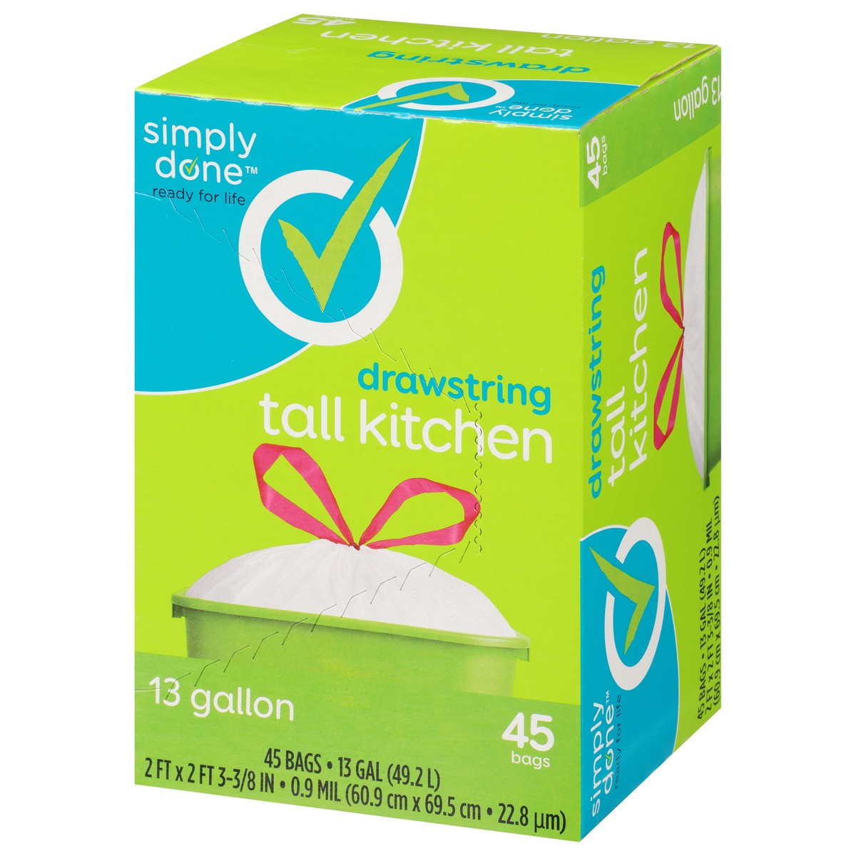 slide 5 of 9, Simply Done Tall Kitchen Drawstring Trash Bags 45Ct, 45 ct