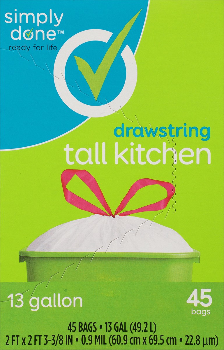 slide 9 of 9, Simply Done Tall Kitchen Drawstring Trash Bags 45Ct, 45 ct