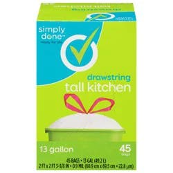 Simply Done Tall Kitchen Drawstring Trash Bags 45Ct