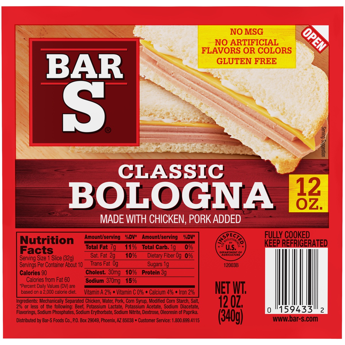 slide 1 of 1, Bar-S Classic Bologna 12 oz. Pack, 12 oz