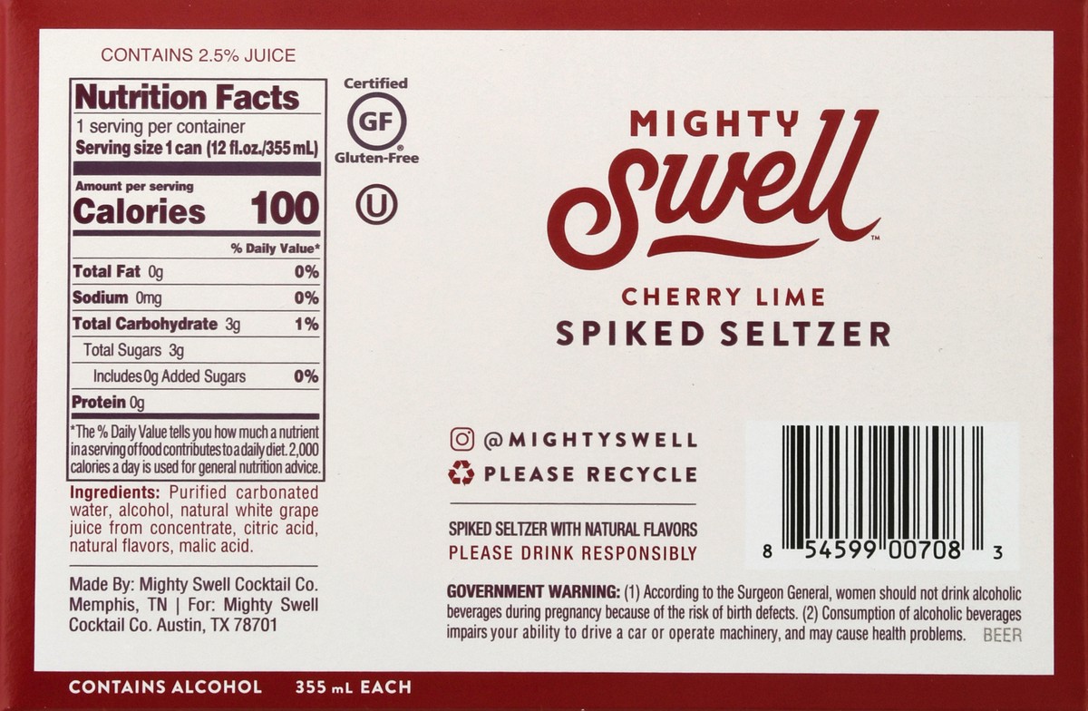 slide 10 of 10, Mighty Swell Cherry Lime Spritzer, 1 ct