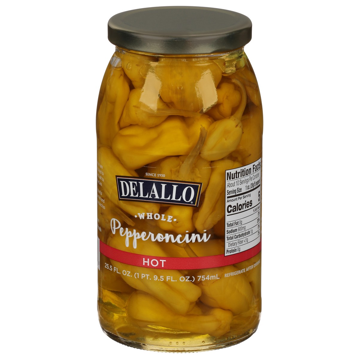 slide 2 of 4, DeLallo Hot Whole Pepperoncini 25.5 fl oz, 25.5 fl oz