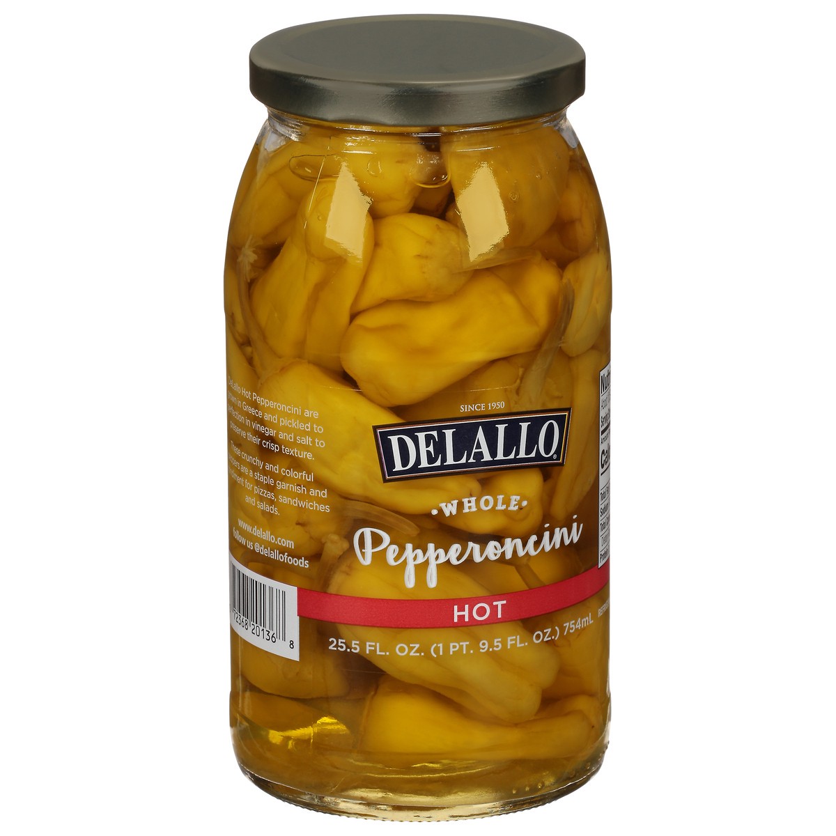 slide 3 of 4, DeLallo Hot Whole Pepperoncini 25.5 fl oz, 25.5 fl oz