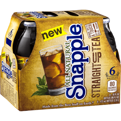 slide 2 of 9, Snapple Straight Up Tea, 16oz Bottles, 6 ct; 16 fl oz