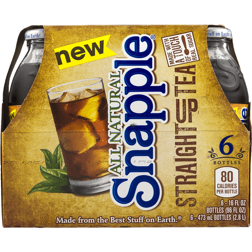 slide 4 of 9, Snapple Straight Up Tea, 16oz Bottles, 6 ct; 16 fl oz