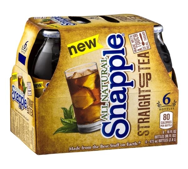 slide 1 of 9, Snapple Straight Up Tea, 16oz Bottles, 6 ct; 16 fl oz