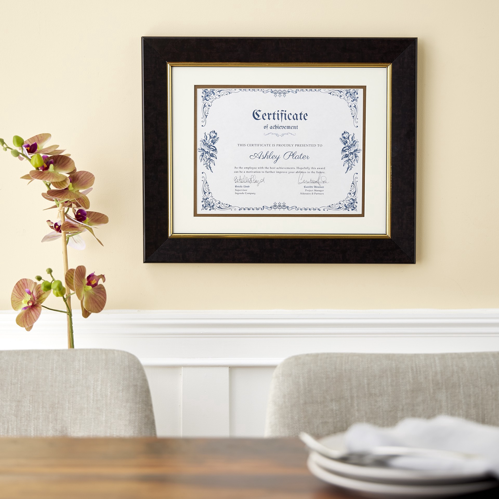 slide 2 of 4, 8.5" X 11" Brown & Gold Document Frame With Mat By Studio Decor, 8.5 in x 11 in
