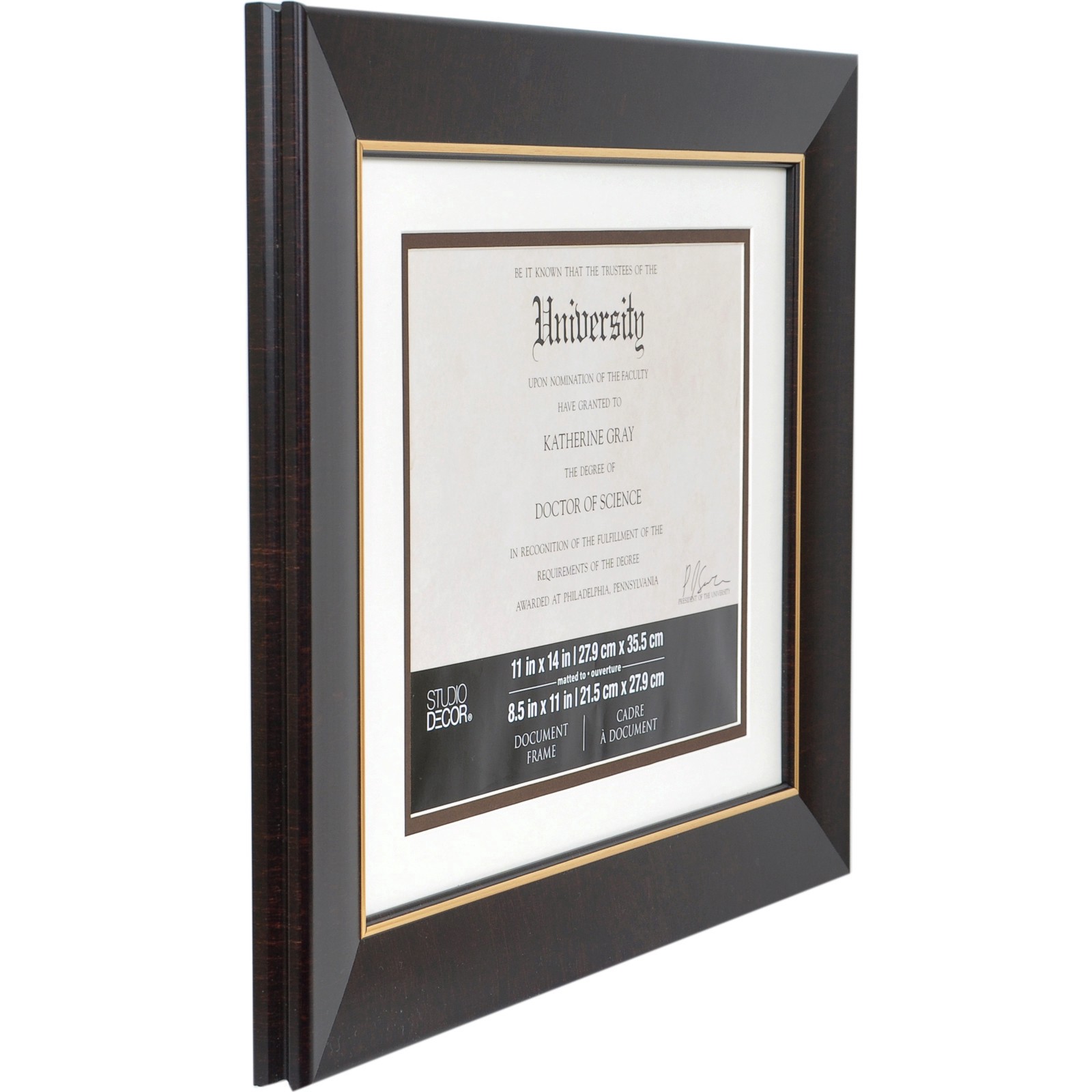 slide 4 of 4, 8.5" X 11" Brown & Gold Document Frame With Mat By Studio Decor, 8.5 in x 11 in