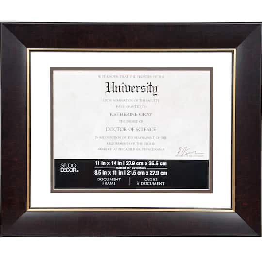 slide 1 of 4, 8.5" X 11" Brown & Gold Document Frame With Mat By Studio Decor, 8.5 in x 11 in