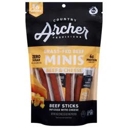 Country Archer Provisions Beef & Cheese Minis Beef Sticks - 16 x 0.5 oz Sticks