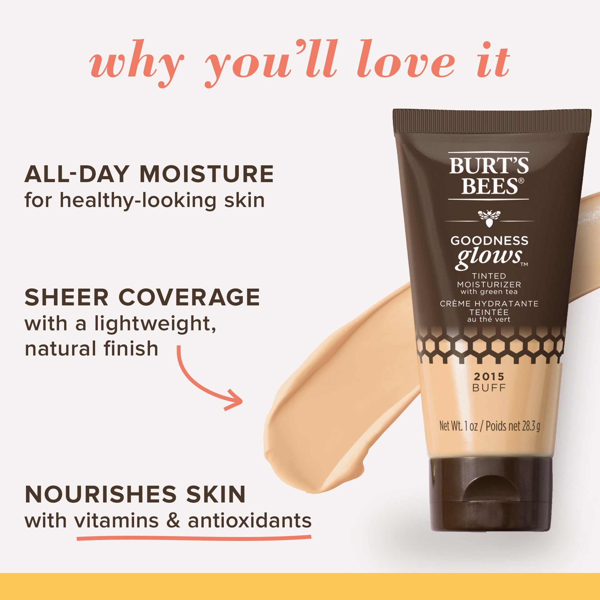 slide 4 of 5, Burt's Bees Goodness Glows 2015 Buff Moisturizer 1 oz, 1 oz