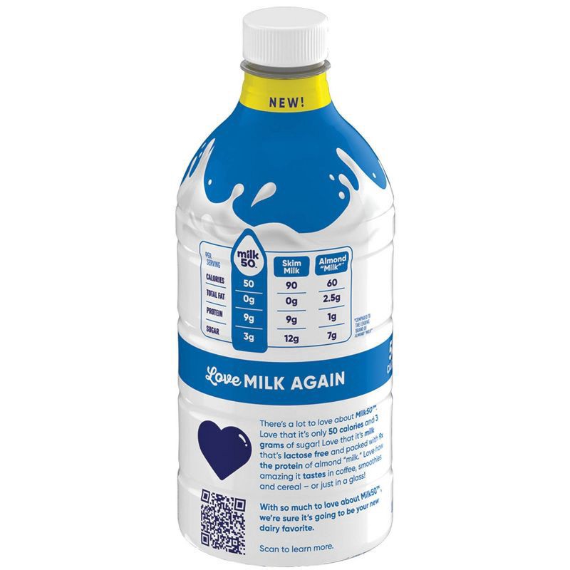 slide 3 of 7, Dairypure Milk50 Fat Free Original Lactose Free Ultra-pasteurized , 48 Fluid Ounce Plastic Bottle - 48 FZ, 48 fl oz