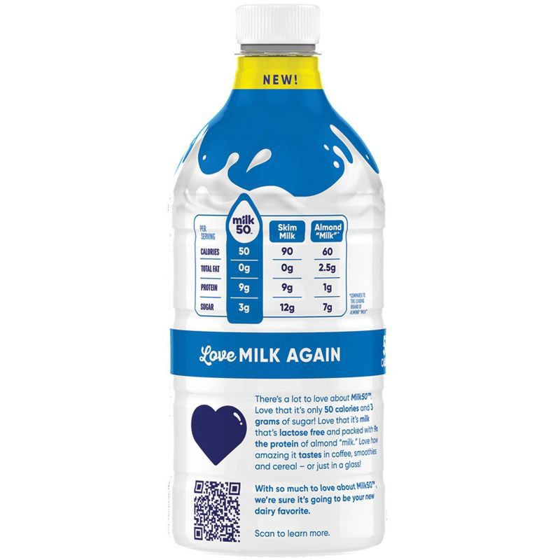 slide 5 of 7, Dairypure Milk50 Fat Free Original Lactose Free Ultra-pasteurized , 48 Fluid Ounce Plastic Bottle - 48 FZ, 48 fl oz