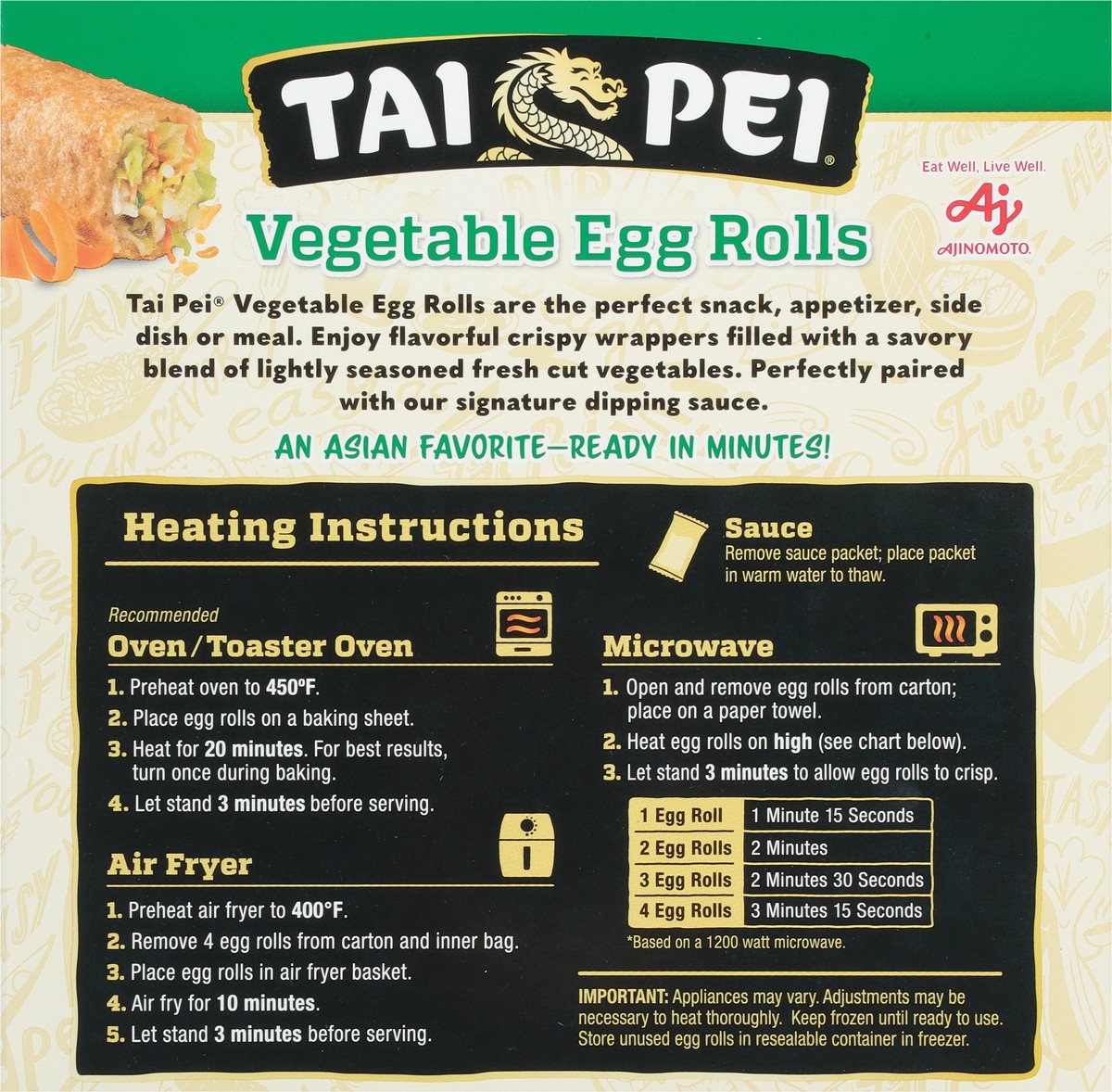 slide 7 of 13, Tai Pei Vegetable Egg Rolls 8 ea, 8 ct