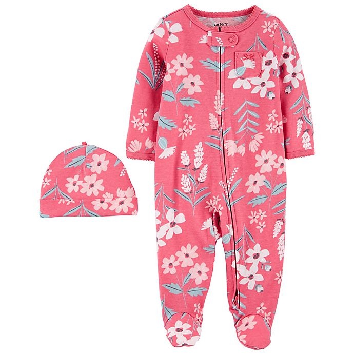 slide 1 of 1, carter's Gerber Preemie Cap & Zip-Up Sleep'N Play Set - Pink, 2 ct