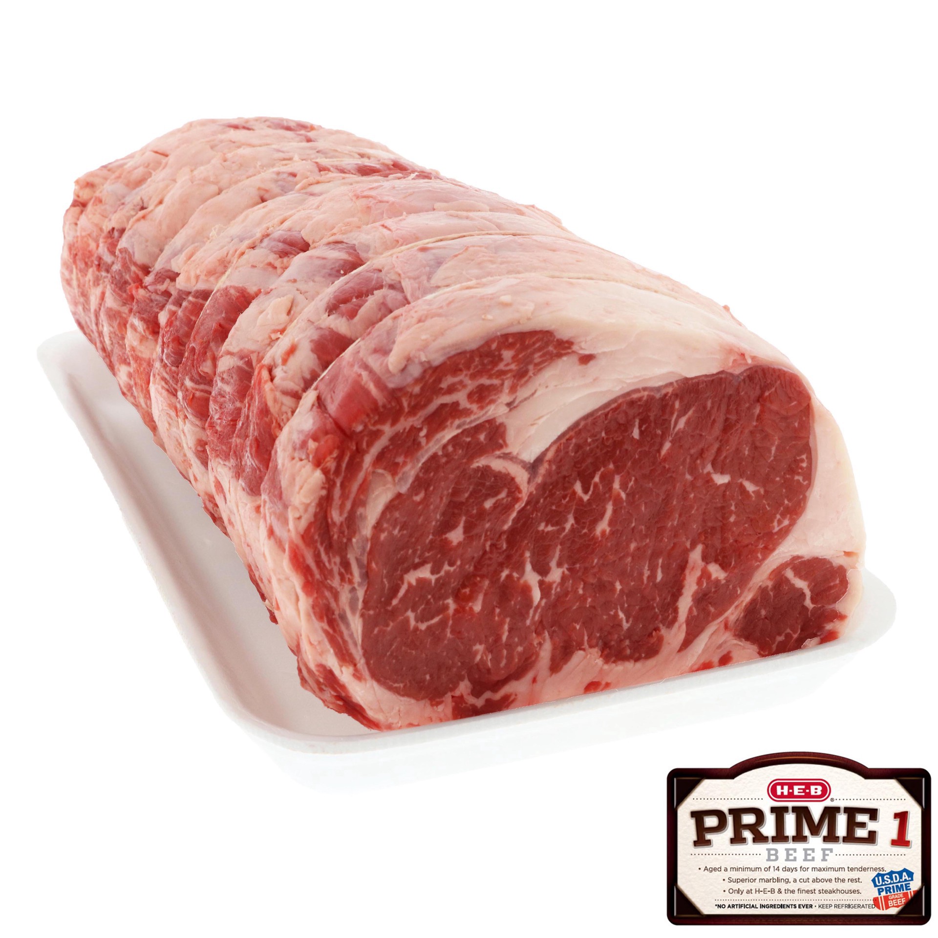 slide 1 of 1, H-E-B Prime 1 Beef Ribeye Roast, Bone In, USDA Prime, per lb