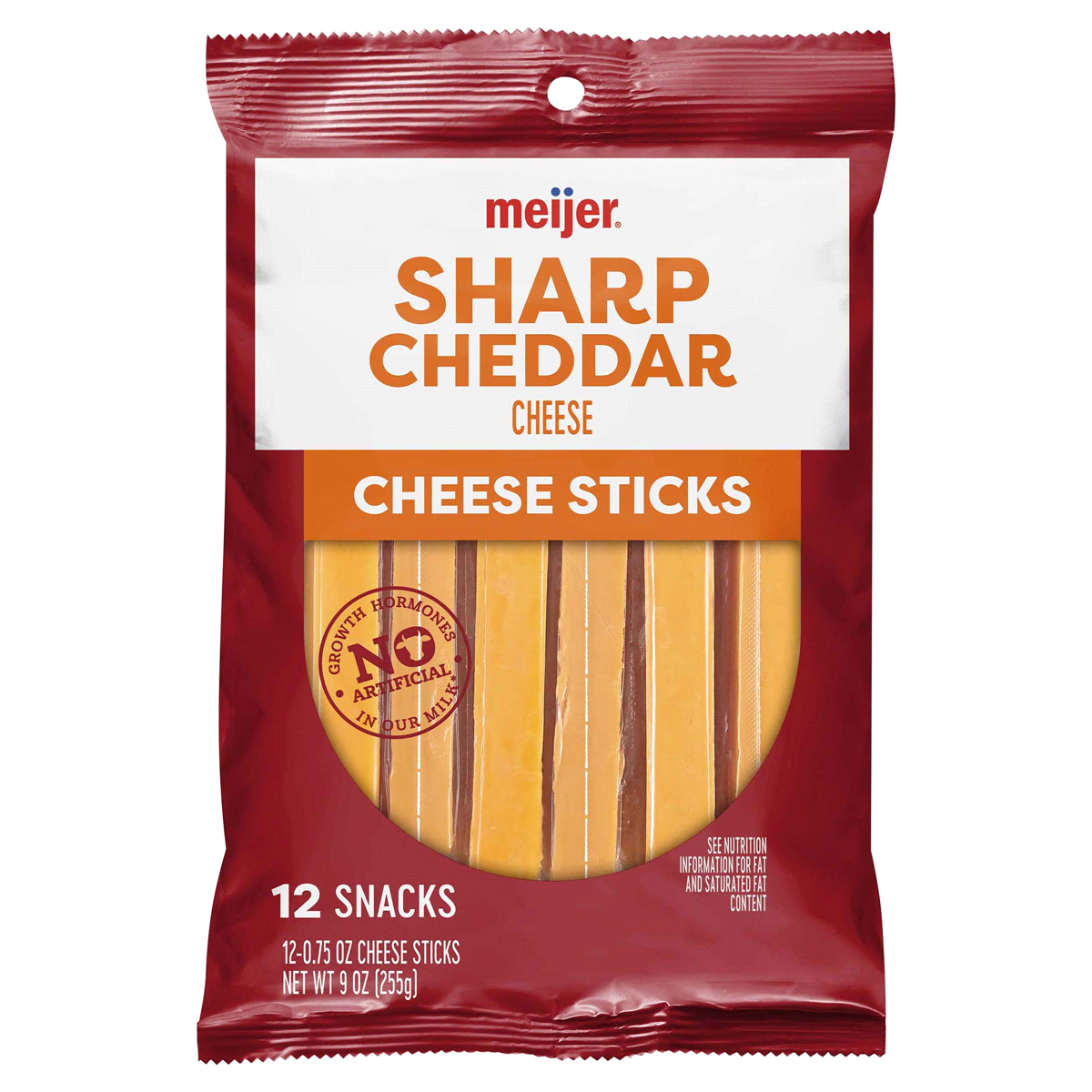 slide 1 of 2, Meijer Sharp Cheddar Cheese Sticks, 9 oz