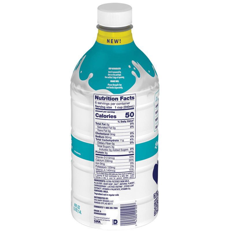 slide 7 of 7, Dairypure Milk50 Fat Free Vanilla Lactose Free Ultra-pasteurized 48 Fluid Ounce Plastic Bottle - 48 FZ, 48 fl oz