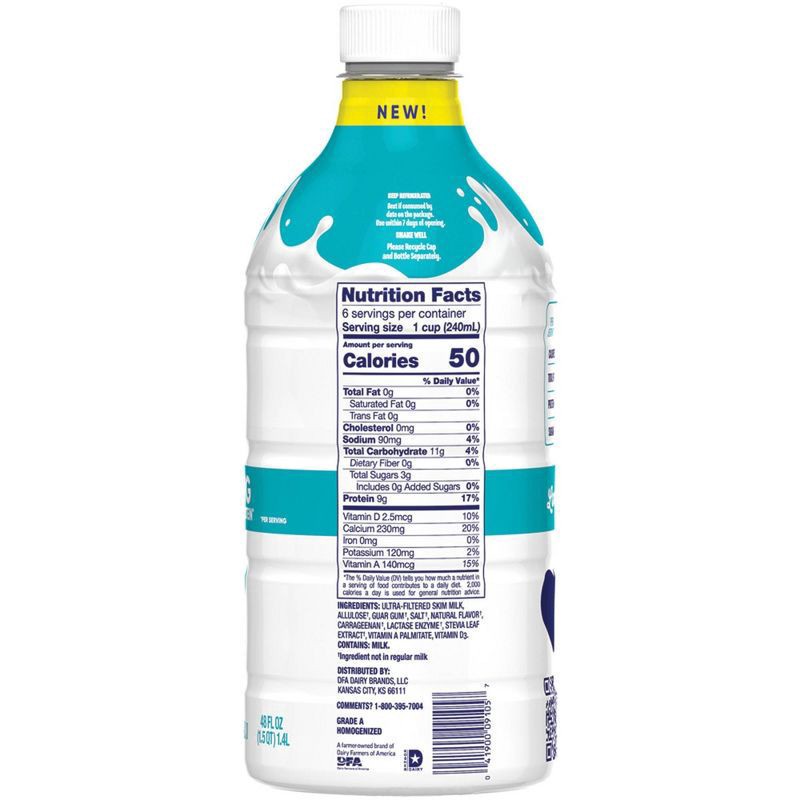 slide 3 of 7, Dairypure Milk50 Fat Free Vanilla Lactose Free Ultra-pasteurized 48 Fluid Ounce Plastic Bottle - 48 FZ, 48 fl oz
