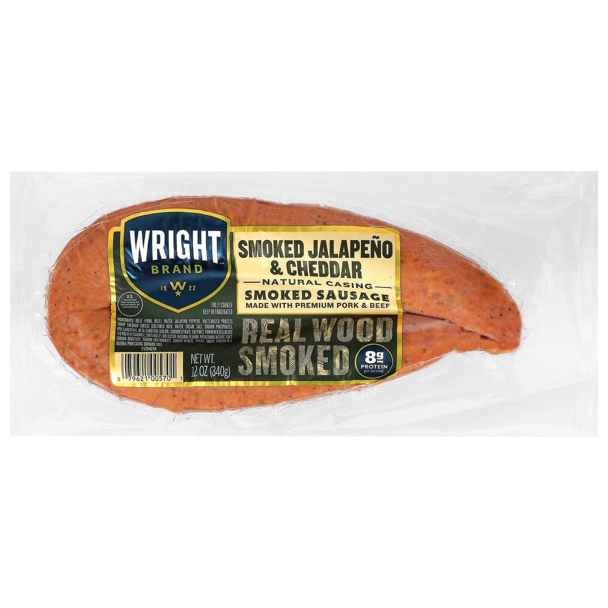 slide 1 of 14, Wright Smoked Jalapeno & Cheddar Rope Sausage - 12 oz, 12 oz