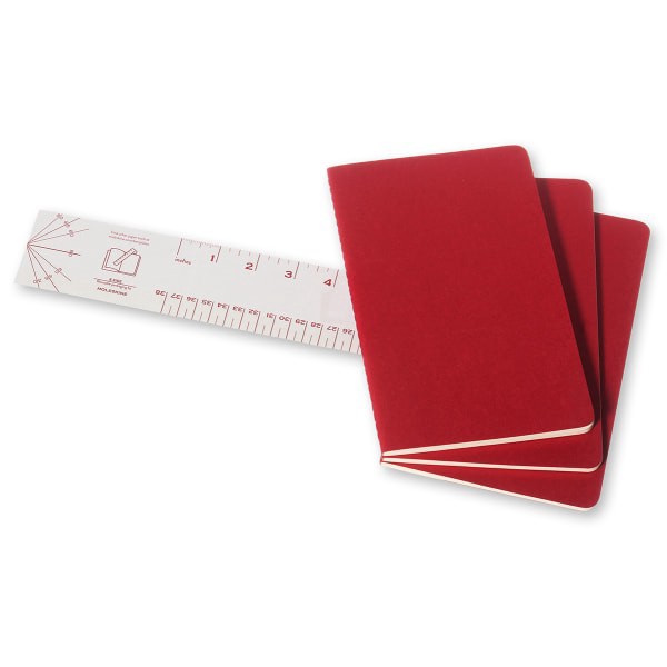 slide 4 of 5, Moleskine Cahier Journals, 5" X 8-1/4", Ruled, 80 Pages (40 Sheets), Cranberry Red, Set Of 3 Journals, 40 ct