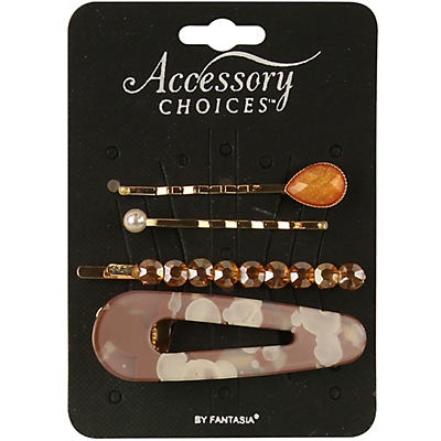 slide 1 of 1, Accessory Choices Assorted Marble Salon Decorated Bobby Pins, 4 ct