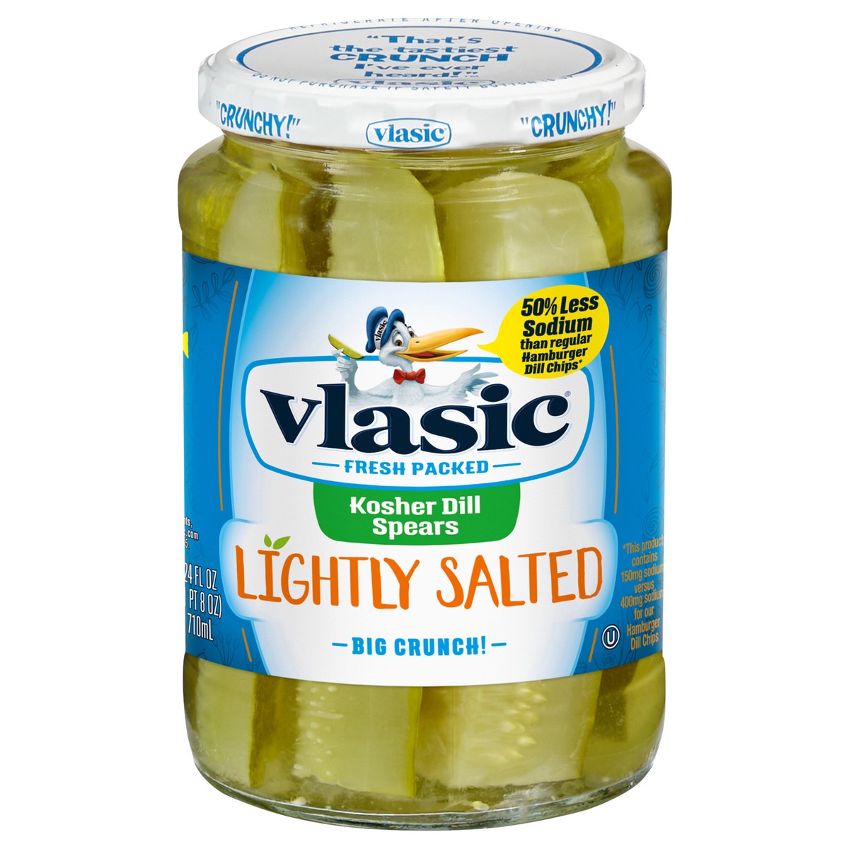 slide 1 of 5, Vlasic Lightly Salted Kosher Dill Pickle Spears, 24 fl. oz., 24 fl oz