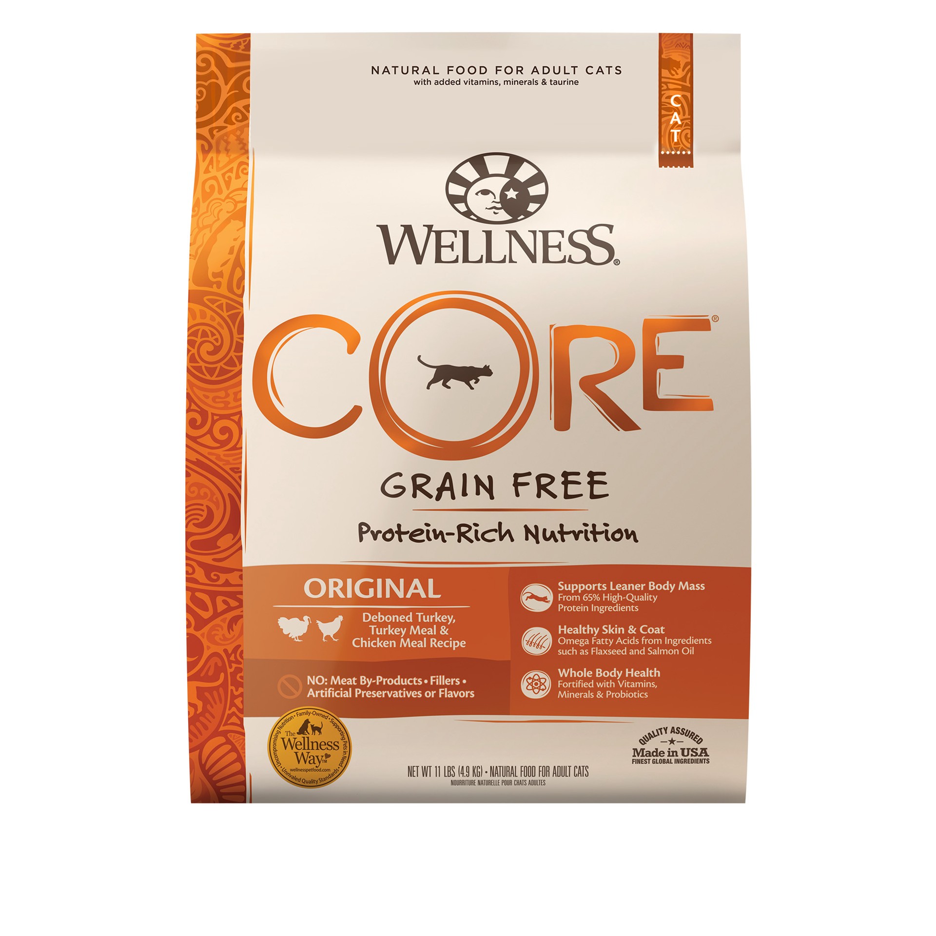 slide 1 of 5, Wellness CORE Grain-Free Original Formula Dry Cat Food, 11 Pound Bag, 1 ct