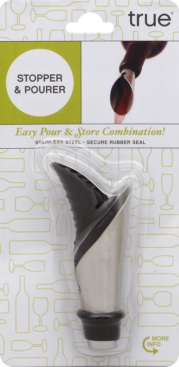 slide 2 of 2, true Duo Bottle Stopper And Pour Spout in Black by True, 1 cnt