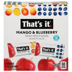 That's It Mango & Blueberry Fruit Bars Mini Variety Pack, 10 - 0.7 oz Bars
