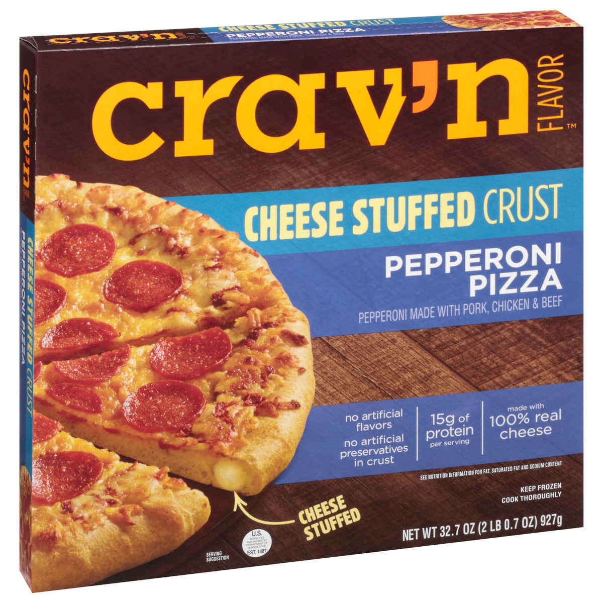 slide 11 of 12, Crav'n Flavor Cravn Pizza Stuff Crust Pepperoni, 32.7 oz