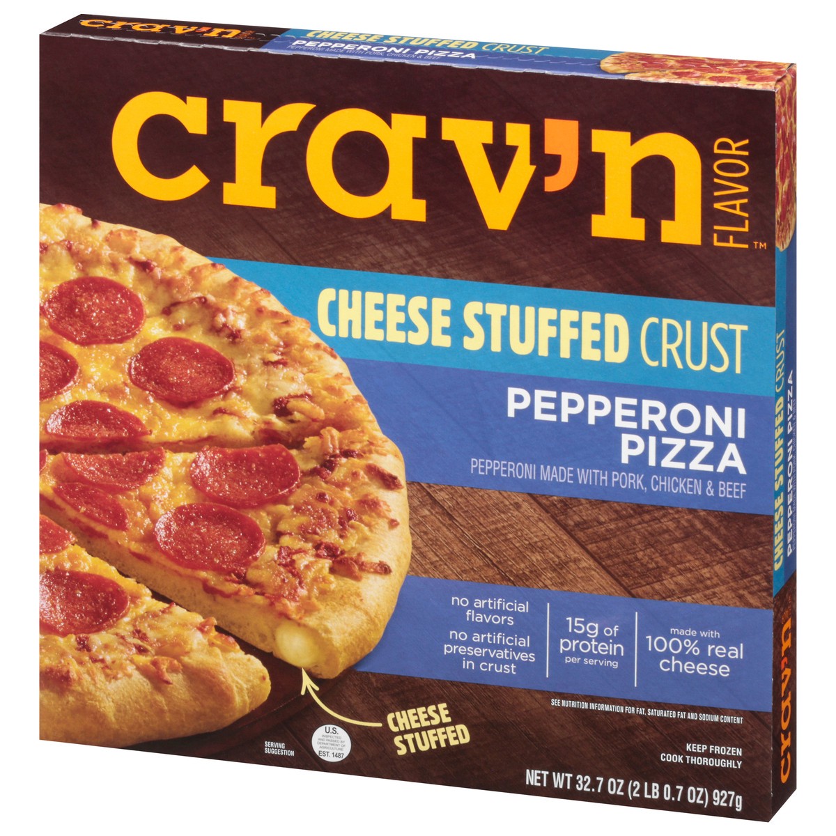 slide 9 of 12, Crav'n Flavor Cravn Pizza Stuff Crust Pepperoni, 32.7 oz