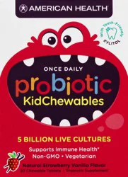 American Health Once Daily KidChewables Chewable Tablets Natural Strawberry Vanilla Probiotic 30 ea