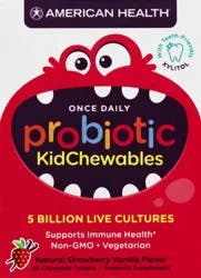 American Health Once Daily KidChewables Chewable Tablets Natural Strawberry Vanilla Probiotic 30 ea