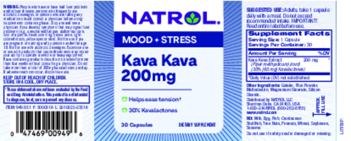 slide 4 of 8, Natrol Mood & Stress Kava Kava 200mg, Dietary Supplement for Relaxation and Eases Tension, 30 Capsules, 15-30 Day Supply, 30 ct