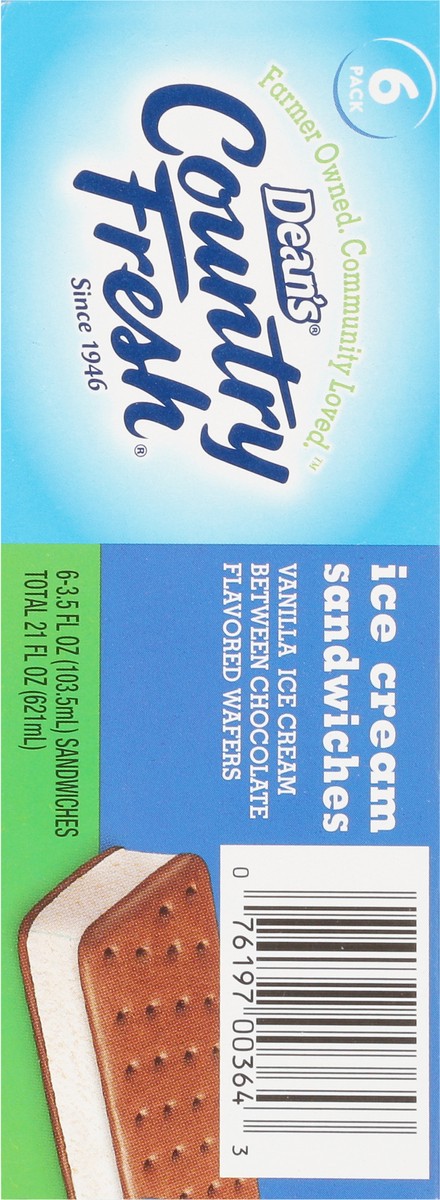 slide 10 of 17, Dean's Country Fresh Ice Cream Sandwiches 6 - 3.5 fl oz Sandwiches, 6 ct