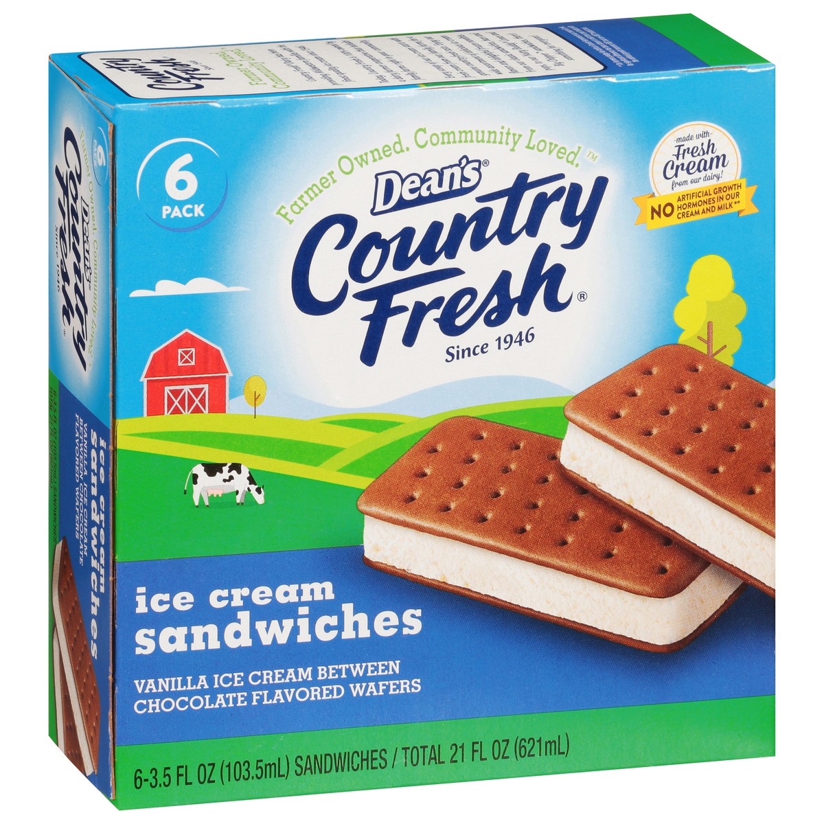 slide 15 of 17, Dean's Country Fresh Ice Cream Sandwiches 6 - 3.5 fl oz Sandwiches, 6 ct