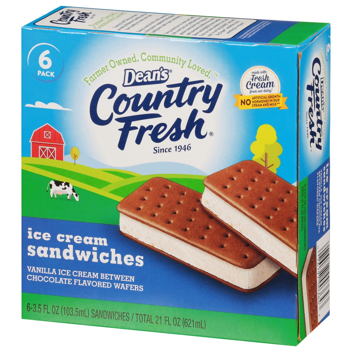 slide 11 of 17, Dean's Country Fresh Ice Cream Sandwiches 6 - 3.5 fl oz Sandwiches, 6 ct
