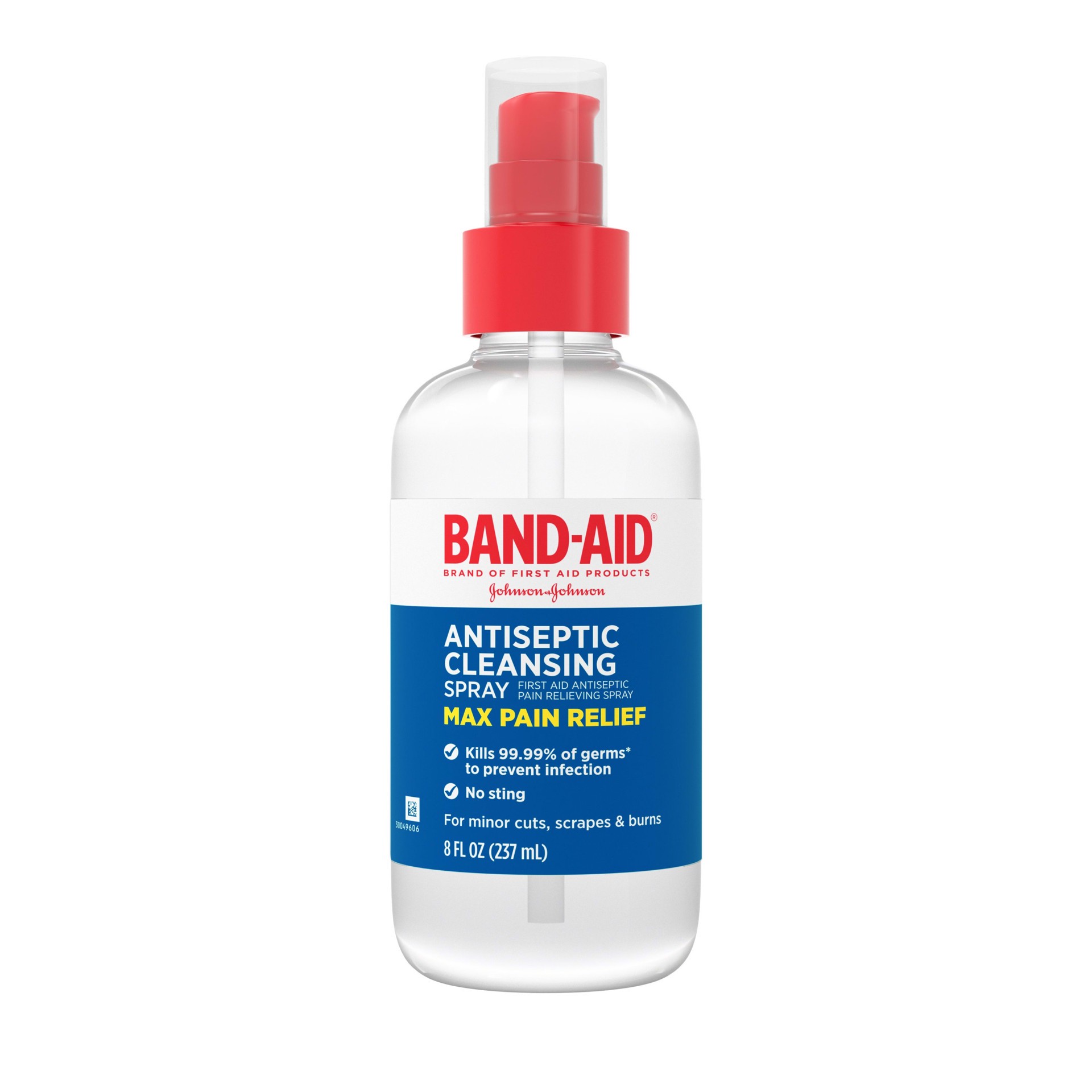 slide 1 of 7, BAND-AID Antiseptic Cleansing Spray, First Aid Antiseptic Spray Relieves Pain & Kill Germs, with Benzalkonium Cl Wound Antiseptic & Pramoxine HCl Topical Analgesic, 8 fl. oz, 8 fl oz