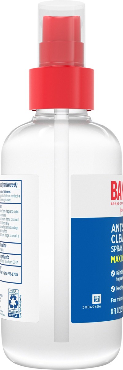 slide 4 of 7, BAND-AID Antiseptic Cleansing Spray, First Aid Antiseptic Spray Relieves Pain & Kill Germs, with Benzalkonium Cl Wound Antiseptic & Pramoxine HCl Topical Analgesic, 8 fl. oz, 8 fl oz